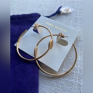 Tory Burch Rope Logo Hoop Earrings